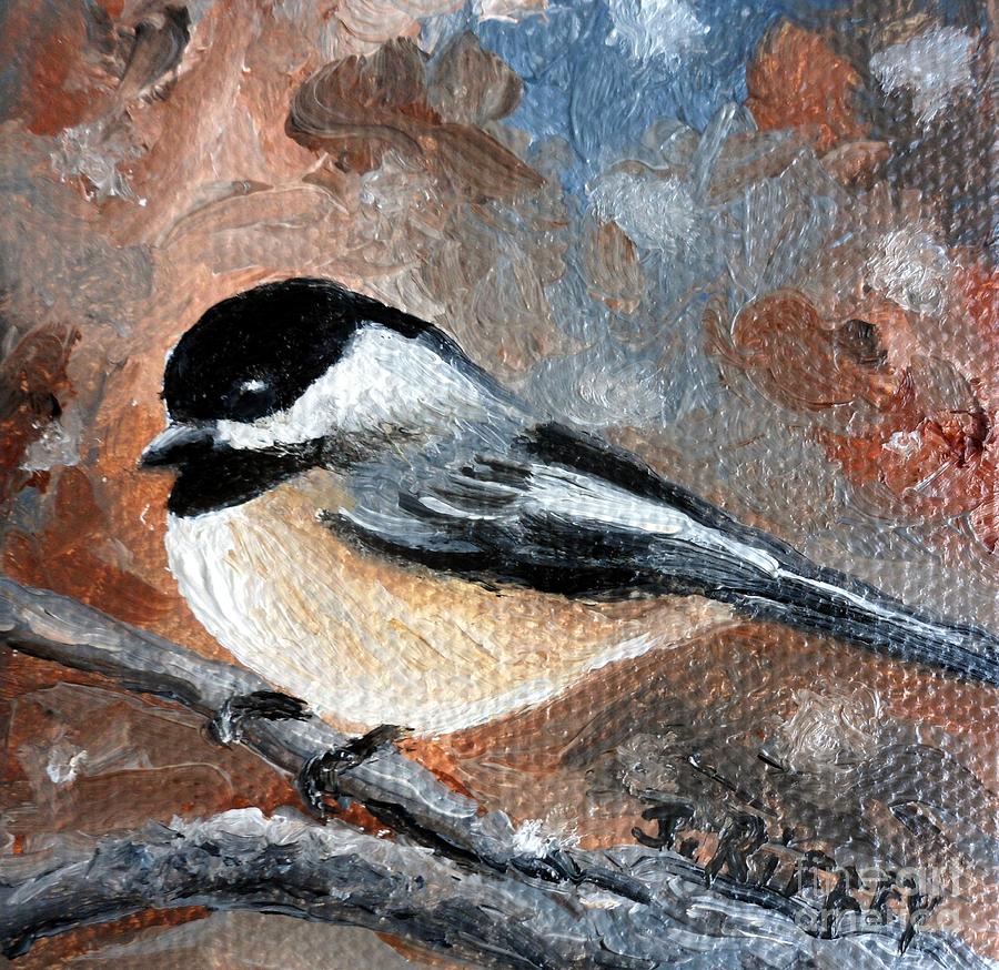 Chickadee in  the Fall Painting by Julie Brugh Riffey