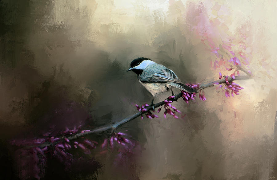Chickadee In The Light Painting by Jai Johnson
