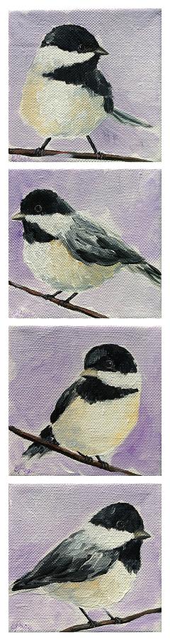 Chickadees column Painting by Emily Page