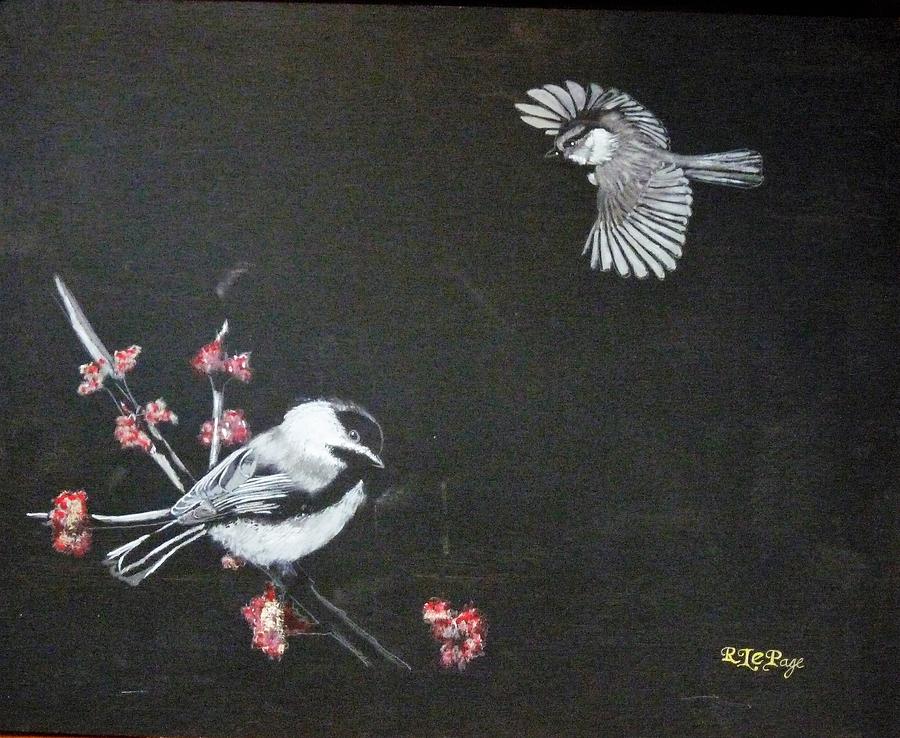 Chickadees Painting by Richard Le Page