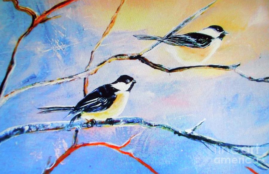Bird Painting - Black-Capped Chickadees Limited Edition Prints 2-20 Set Decor in Wanderlust  by Donna Dixon