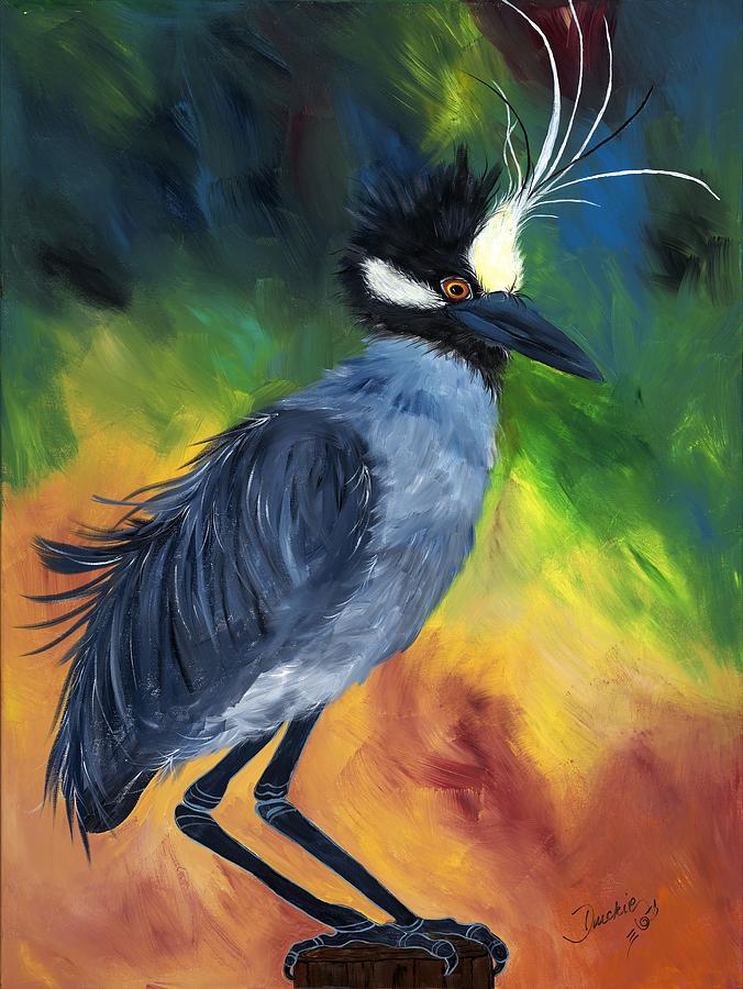 Yellow Crowned Night Heron Painting - Chickee Baby Iun by Cherie Nowlin McBride - Duckie