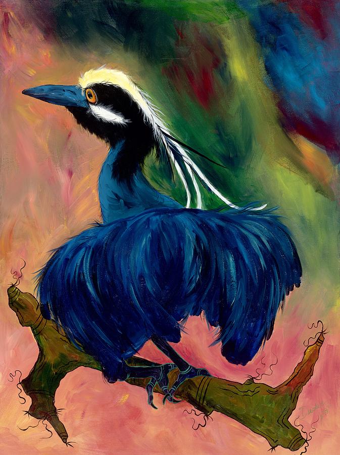 Yellow Crowned Night Heron Painting - Chickee Baby Quatro by Cherie Nowlin McBride - Duckie