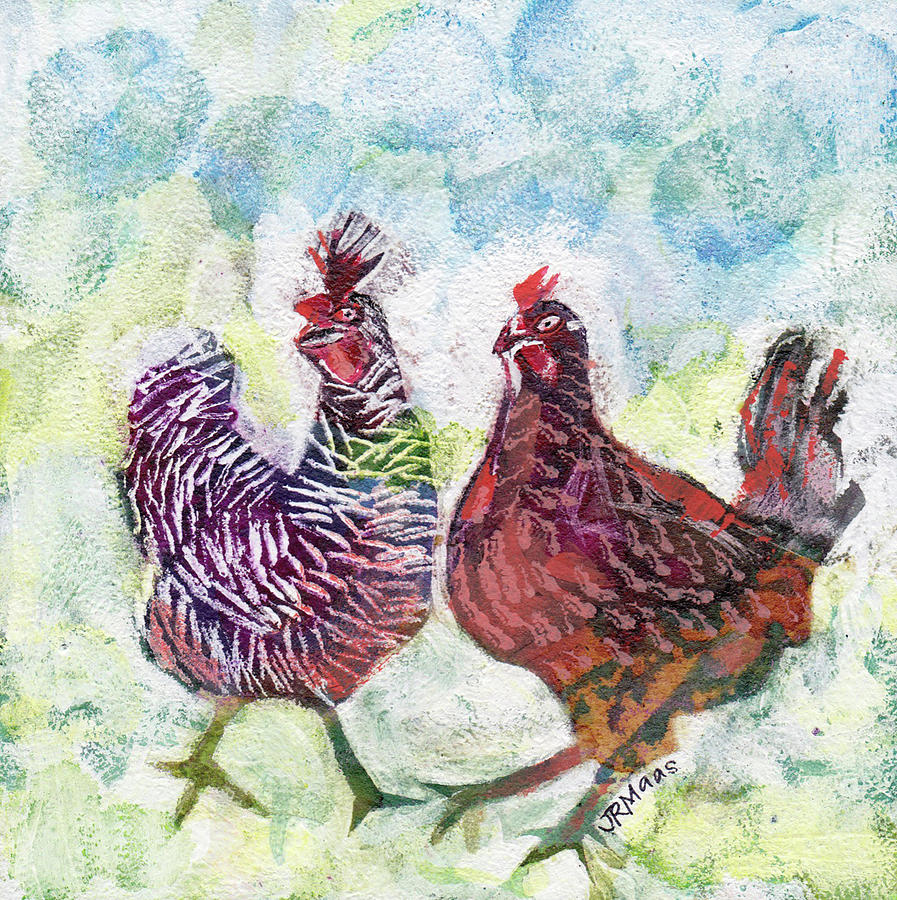 Chicken Chat I Mixed Media by Julie Maas