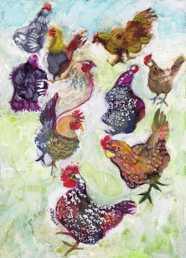 Chicken Chatter Mixed Media by Julie Maas