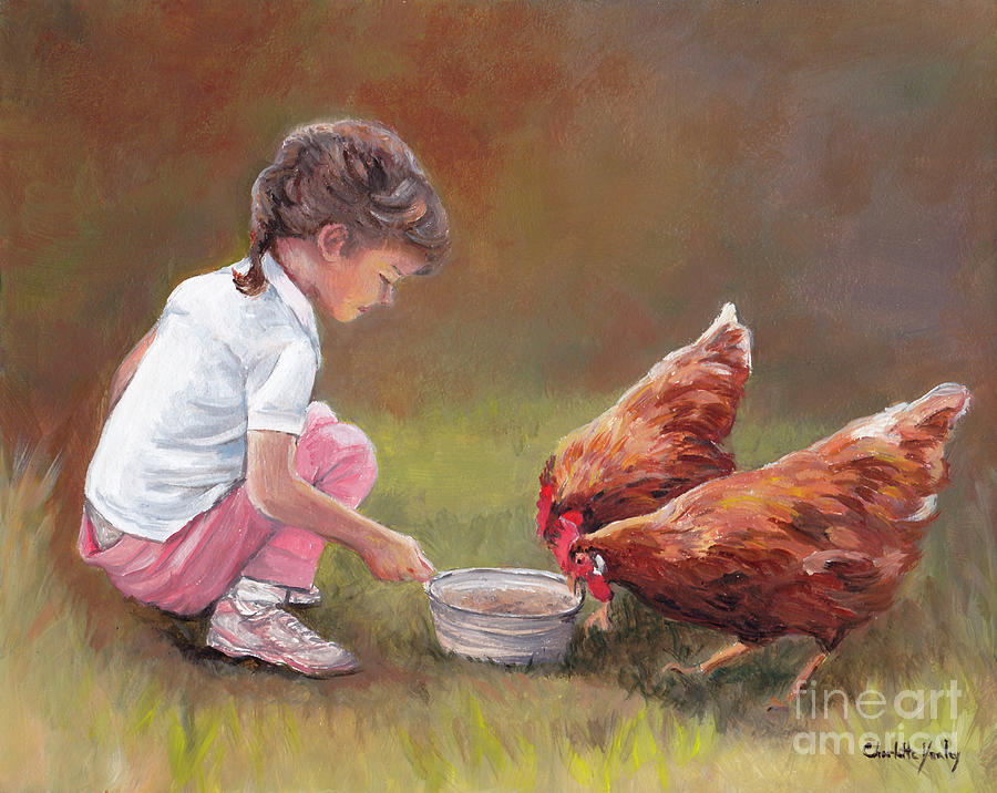 Chicken Dinner Painting by Charlotte Yealey