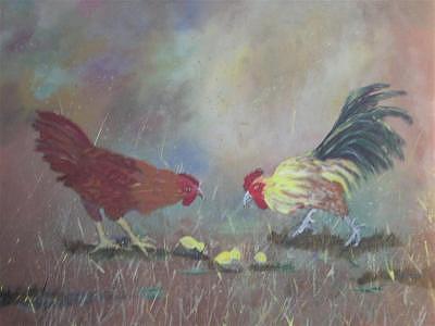 Chicken Family Painting by Dora Gourley Chicken Family Painting by Dora Gourley