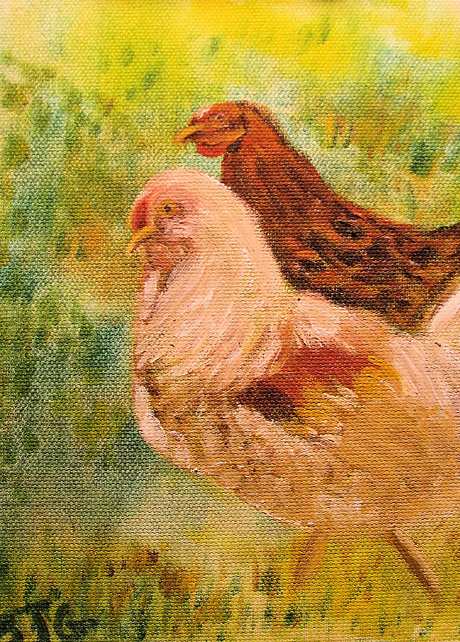 Chicken Love Painting by Barbara Giordano - Fine Art America