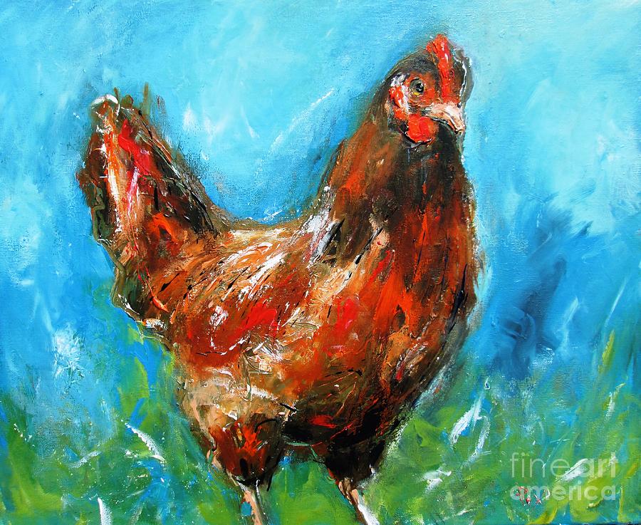Irish-paintings and art prints i am one cute chicken ..baby Painting by Mary Cahalan Lee - aka PIXI