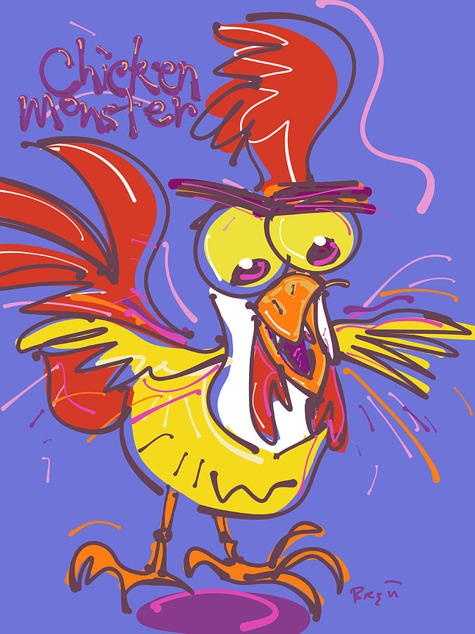 Chicken Drawing - Chicken Monster by Brett LaGue