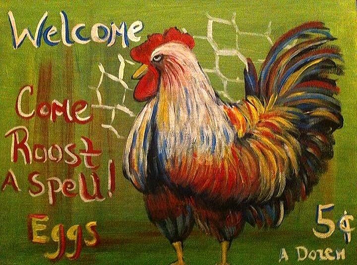 Chicken Welcome Sign 4 Painting By Belinda Lawson 