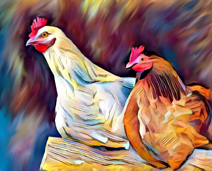 Chickens Painting by Chris Butler