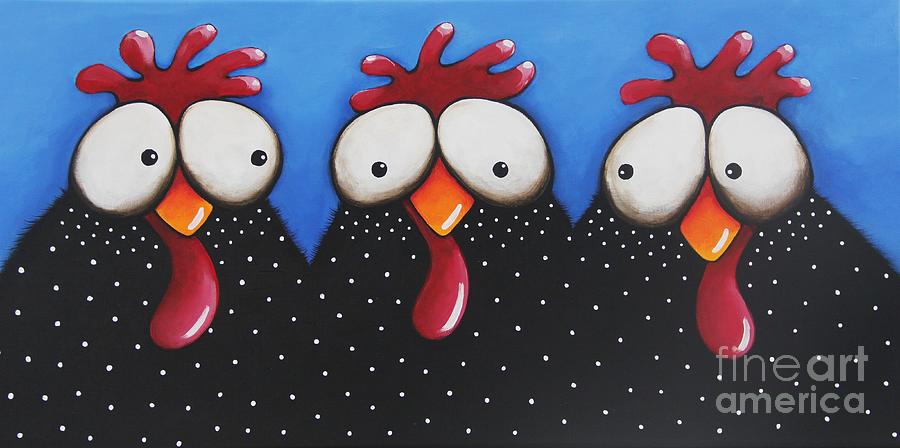 Chickens Love Blue Sky Painting by Lucia Stewart