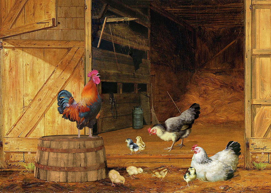 Chickens Digital Art by M Spadecaller