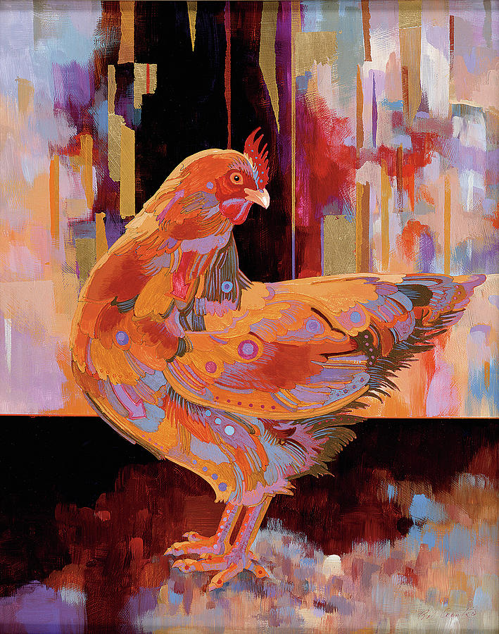 Abstract Surrealism Painting - Chickenscape I by Bob Coonts