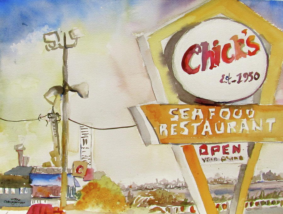 Chicks Seafood Painting by Carole Johnson