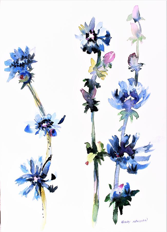 Chicory Painting by Mindy Newman - Fine Art America