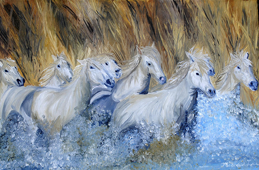 Horse Painting - Chicoteague Ponies by Michael Lee
