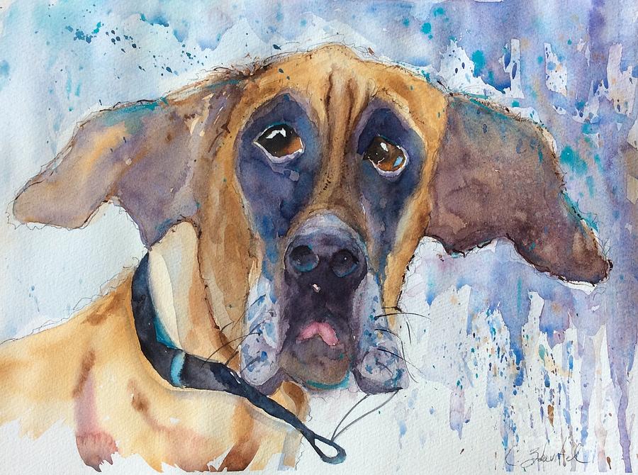 Custom Pet Portrait Painting - Chief by Carolyn Zbavitel