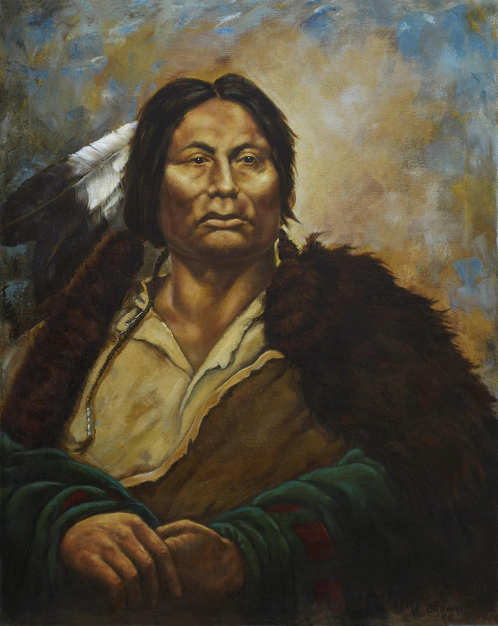 Feather Painting - Chief Gall by Harvie Brown