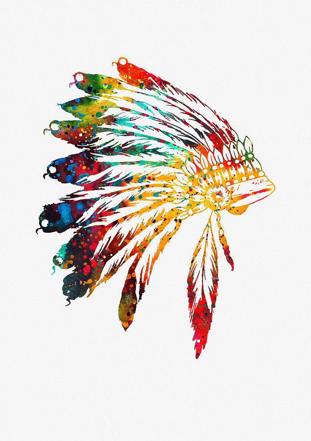 Chief Headdress-colorful Digital Art by Erzebet S