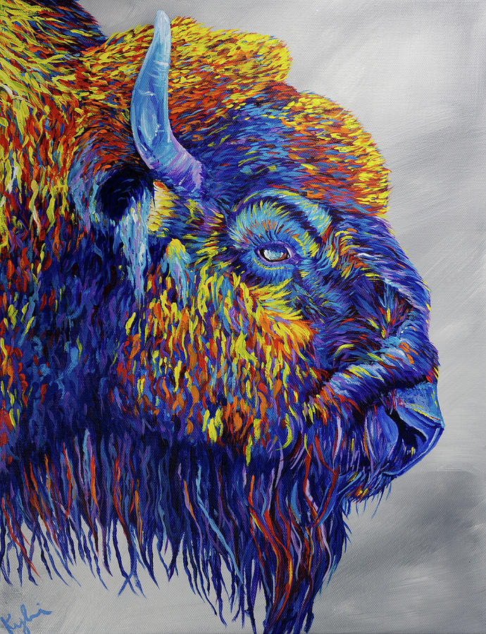 Bison Painting - Chief - Bison by Kylie Fine Art