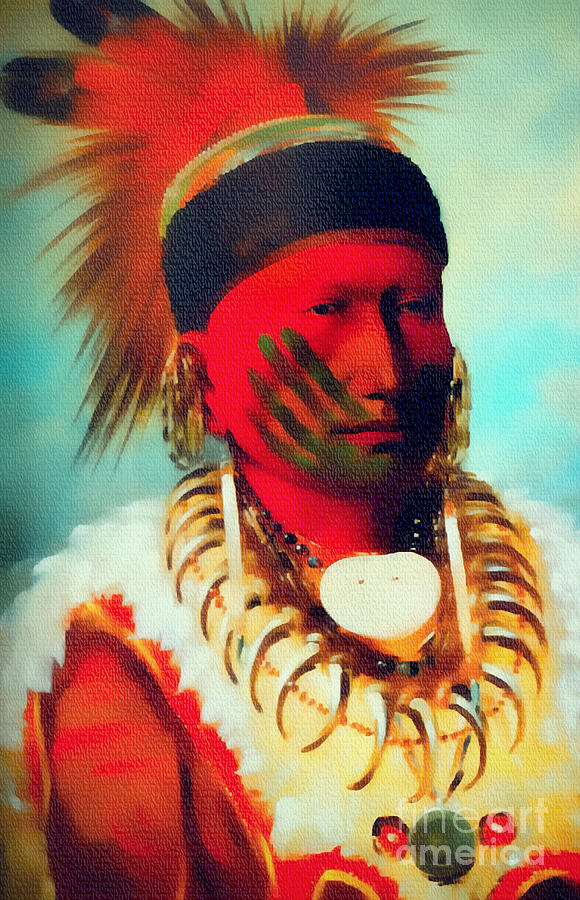 Chief Of The Iowas Tribe Painting by Ian Gledhill