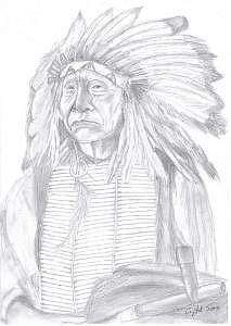 Indian Portrait Drawing - Chief Red Cloud by Crystal Sons Indian Portrait Drawing - Chief Red Cloud by Crystal Sons