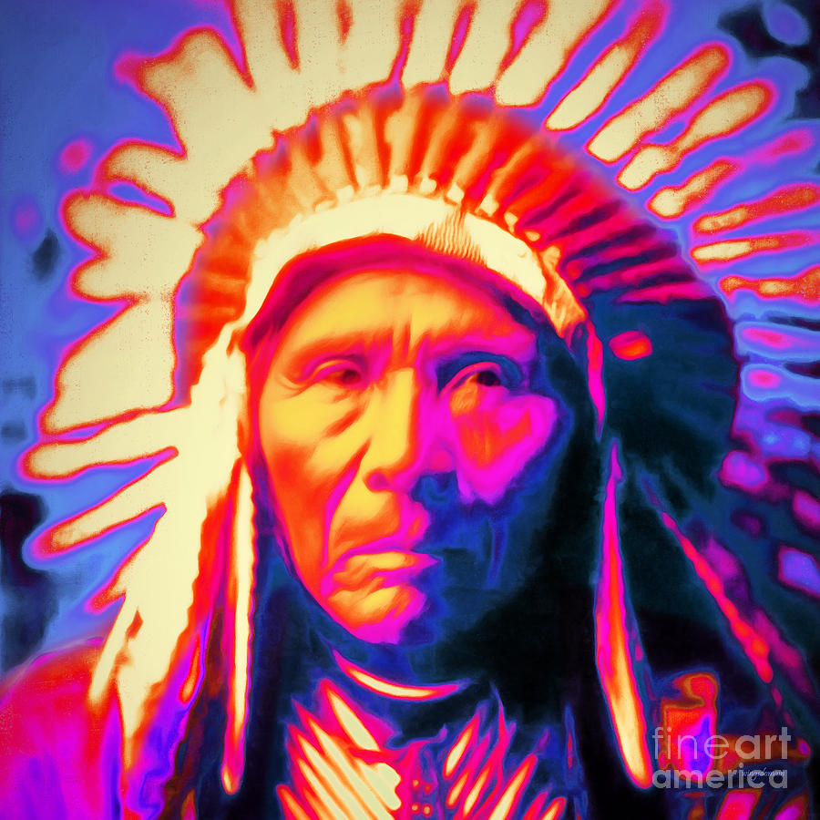 Celebrity Photograph - Chief Three Horses 20151231 square by Wingsdomain Art and Photography