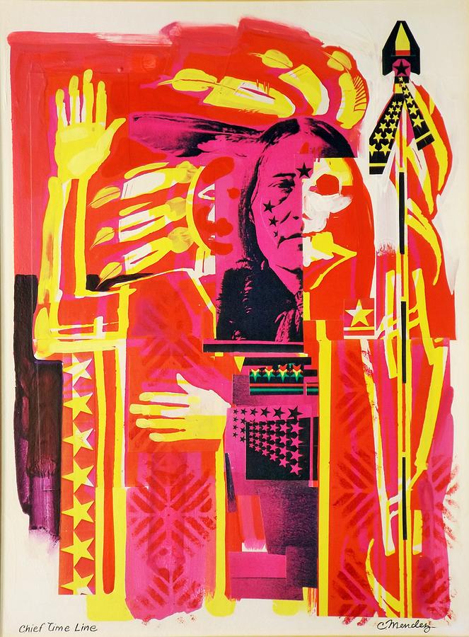 Native American Painting - Chief Time Line by Charles Mendez