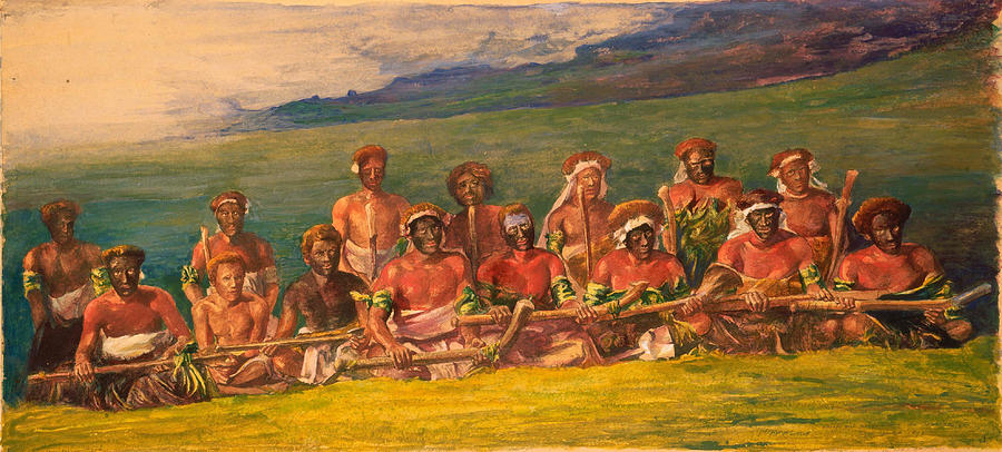 Chiefs and Performers in War Dance Fiji Painting by John LaFarge