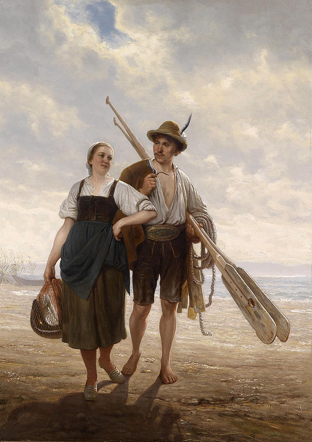 Chiemsee fisher Painting by Karl Raupp