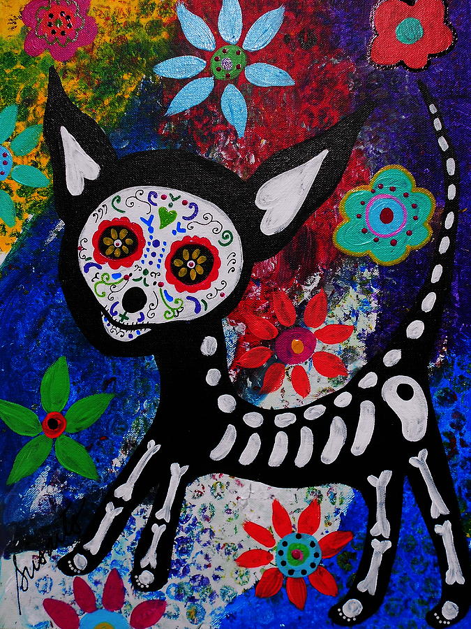Chihuahua Day Of The Dead Painting by Pristine Cartera Turkus