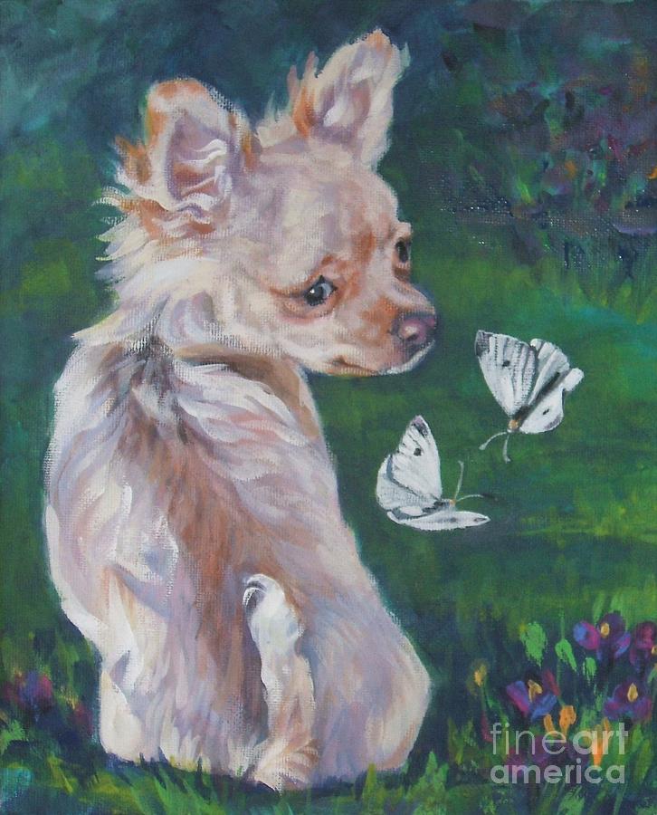 Chihuahua With Butterflies Painting by Lee Ann Shepard