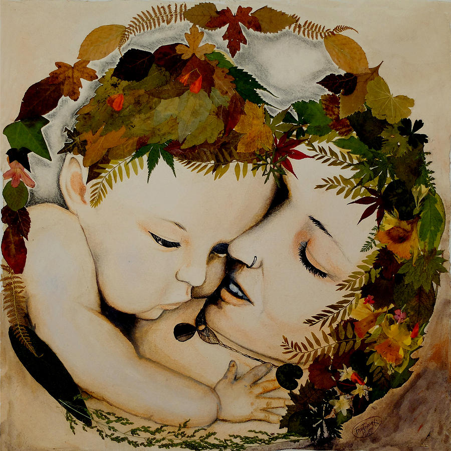 Child and mother Earth Drawing by Freja Friborg - Pixels