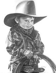 Child Cowboy With Rope Drawing by Sherrie Kostura - Fine Art America