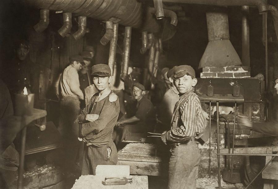 Child laborers in glassworks. Indiana, 1908 Painting by Celestial Images