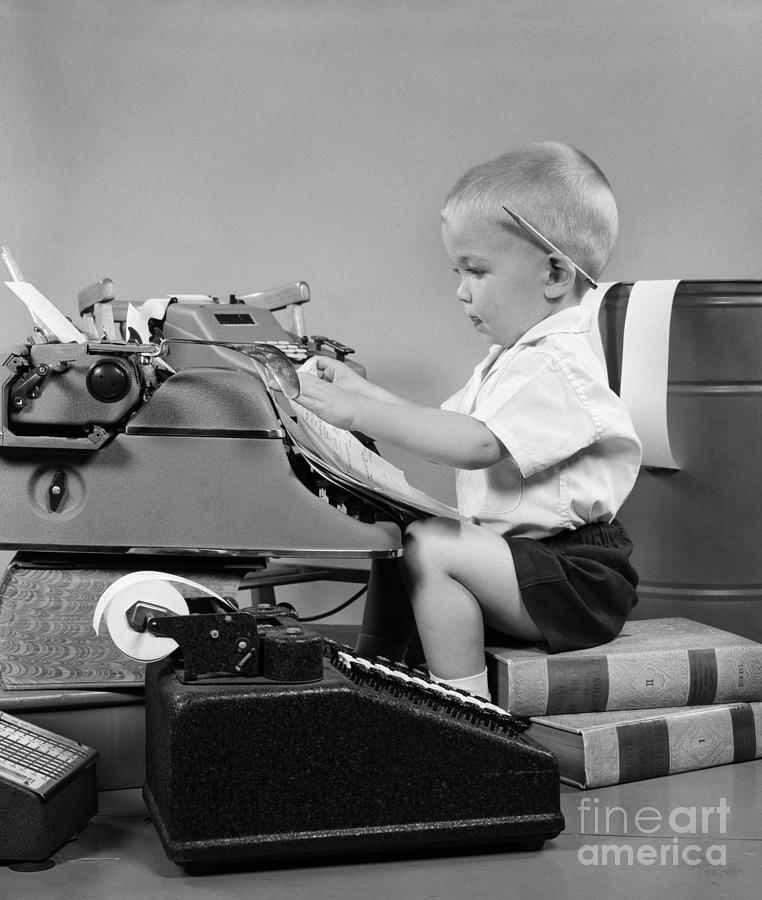 Child Playing Accountant, C.1950s Photograph by H Armstrong Roberts ClassicStock