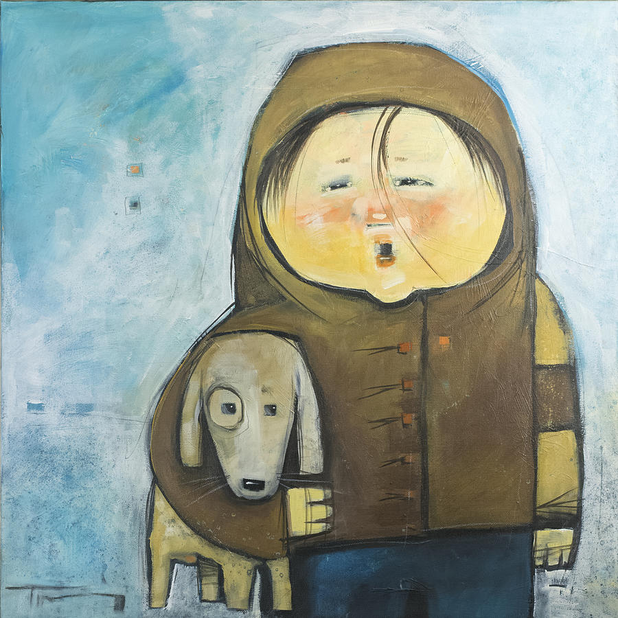 Can I keep Him? / child with dog Painting by Tim Nyberg