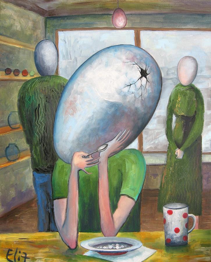 Egg Painting - Childhood by Elisheva Nesis