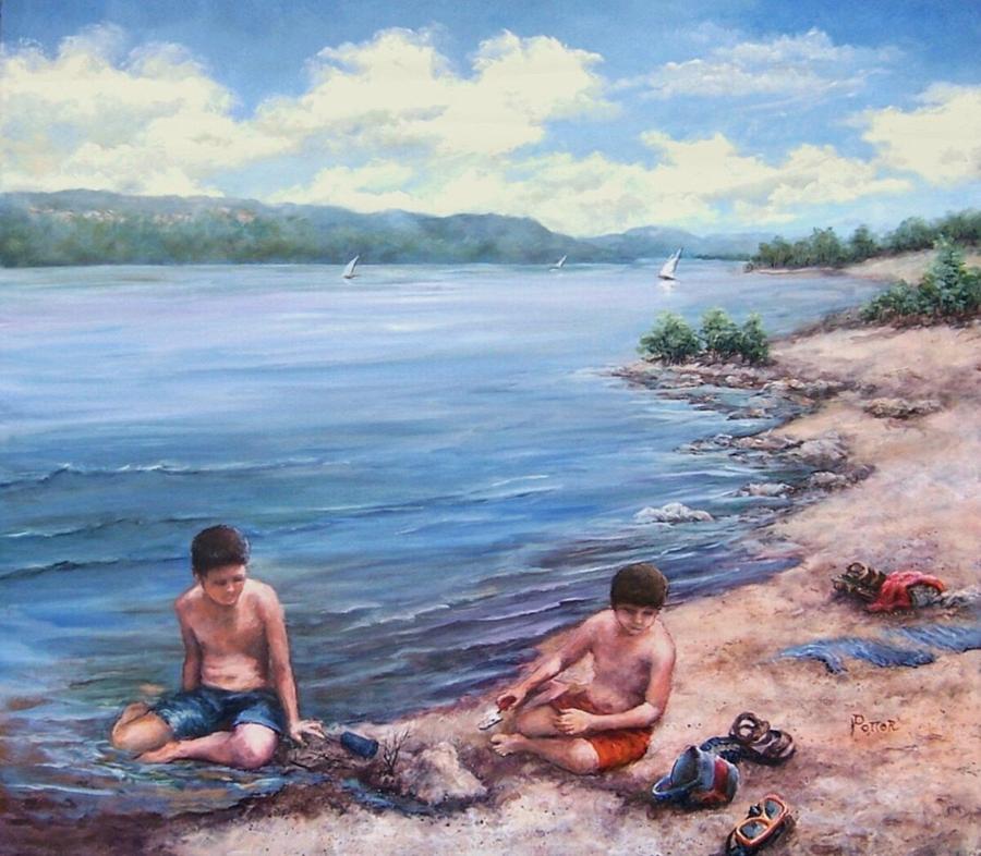 Childhood Toys and Sandy Boys Painting by Virginia Potter