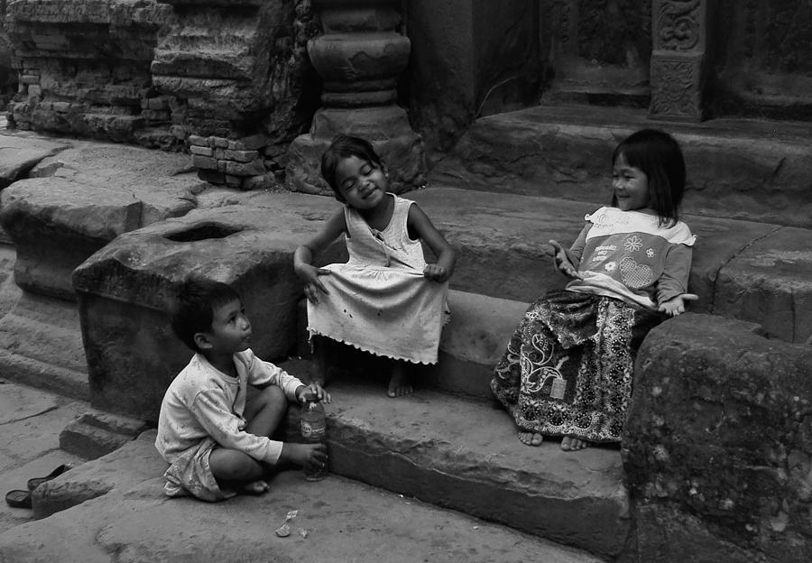 Children at Play, Black and White Photograph by Mark Mitchell