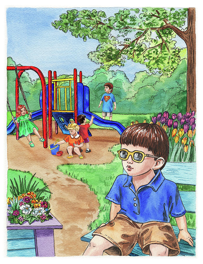Children At The Playground  Painting by Irina Sztukowski