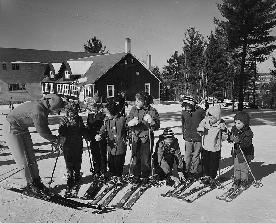 Children Learn to Ski - 1959 Photograph by Chicago and North Western Historical Society