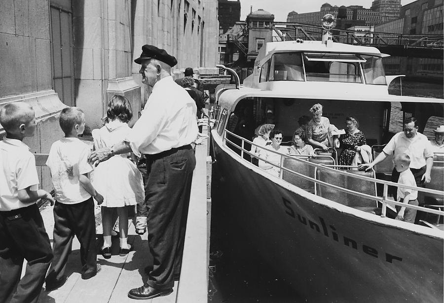 Children Line Up for Wendella Sunliner Boat Tour - 1962 Photograph by Chicago and North Western Historical Society