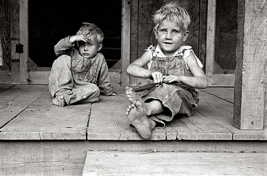 Children of rehabilitation client  Ben Shahn FSA photo Maria Plantation Arkansas October 1935 Photograph by David Lee Guss