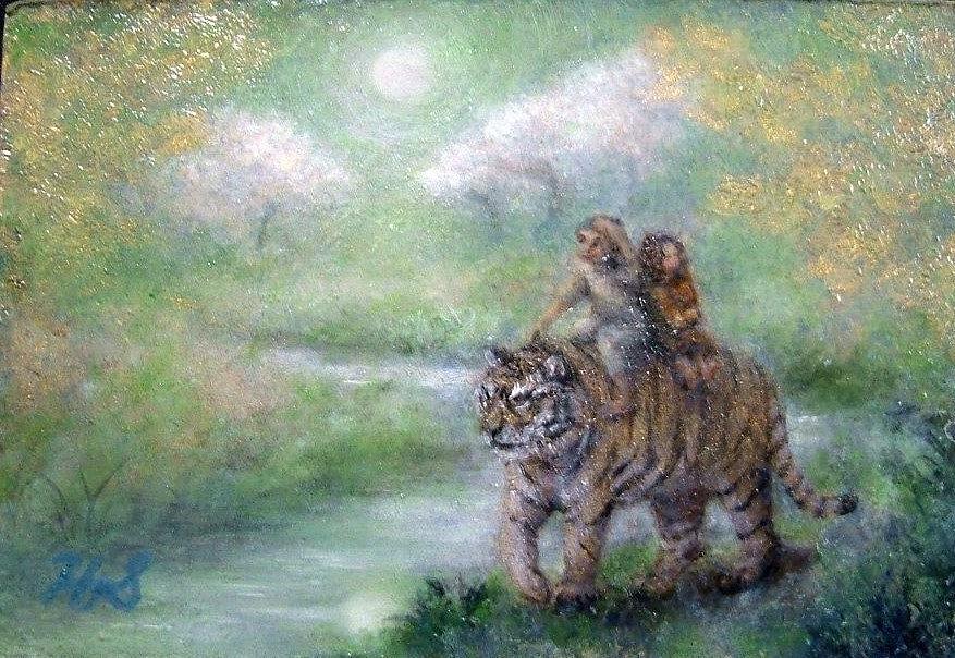 Tiger Painting - Children of the Moonlight by Hiroyuki Suzuki