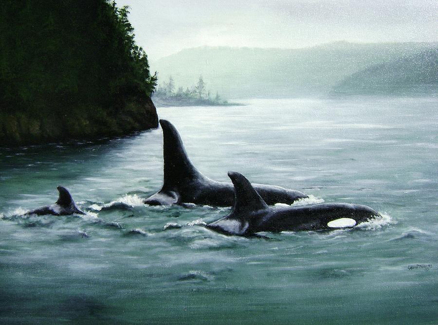 Whale Painting - Children of the Whulge by Laurilee Taylor