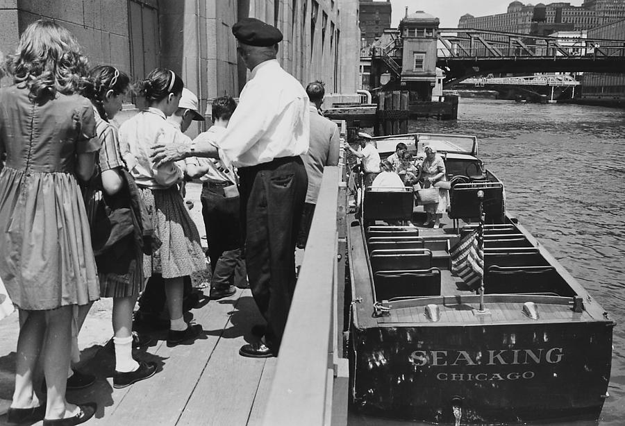 Children on Line for Chicago Boat Tour - 1962 Photograph by Chicago and North Western Historical Society