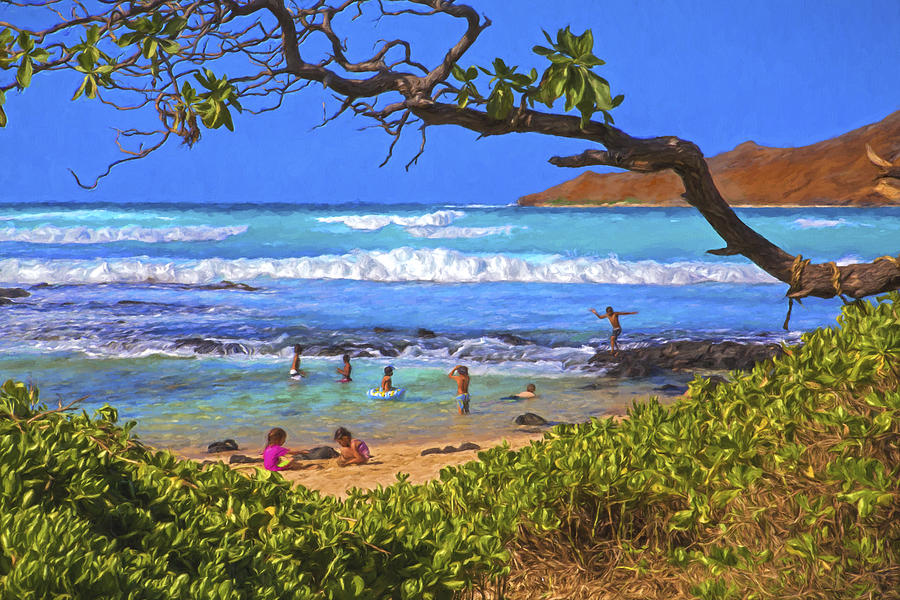 Landscape Painting - Children on the Beach by Vicki France